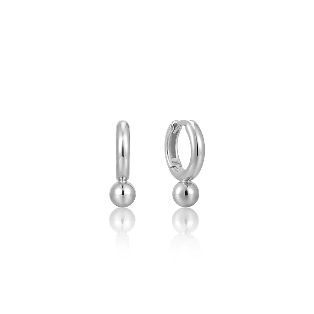 Rhodium-plated silver huggies - E045-02H - Ania Haie