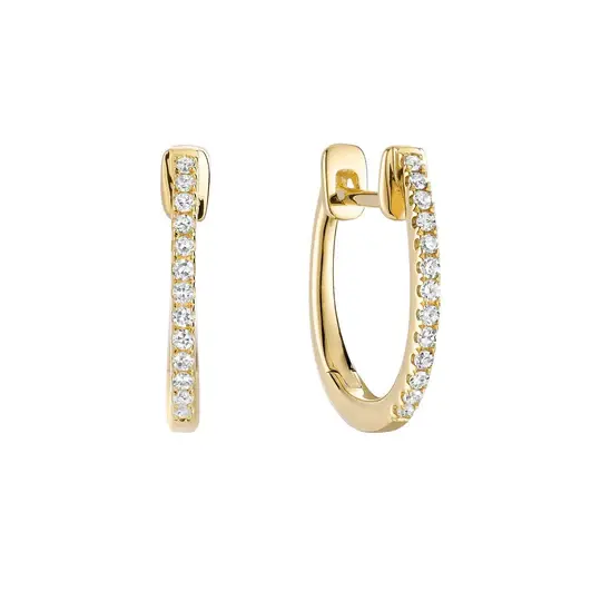  yellow goldhoop earrings with 8 diamond points - 13-0410081Y - Rnb