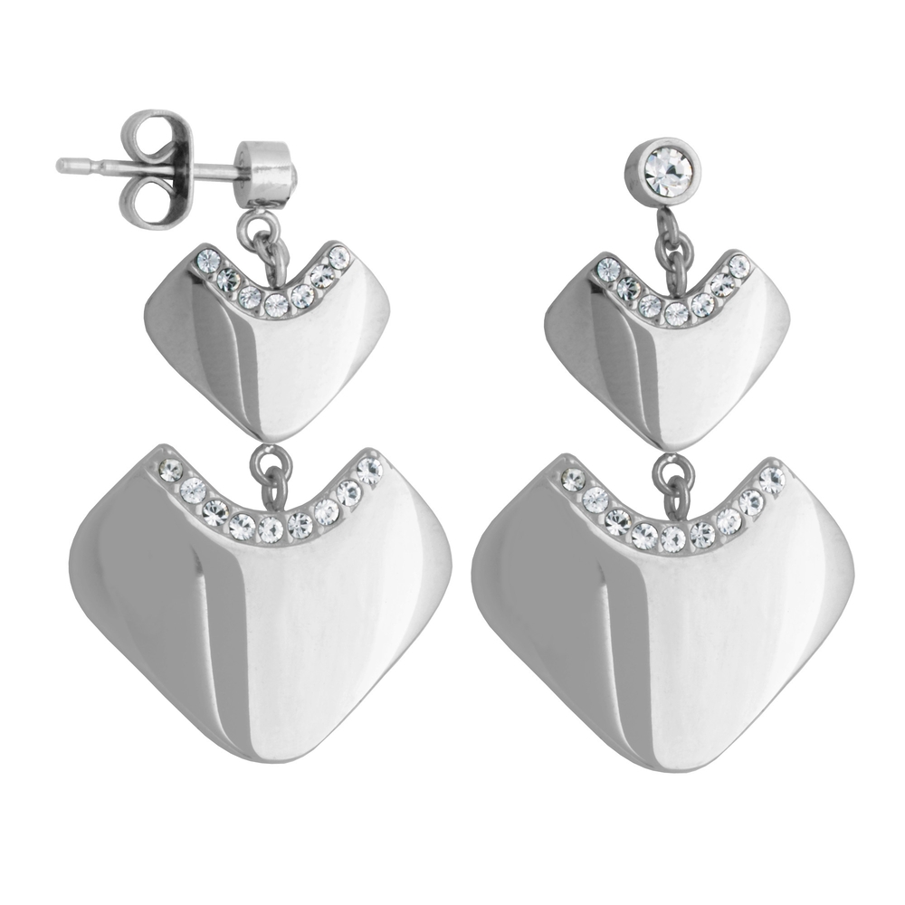 Women's dangling steel and cz earrings - T2X7050000 - Steelx