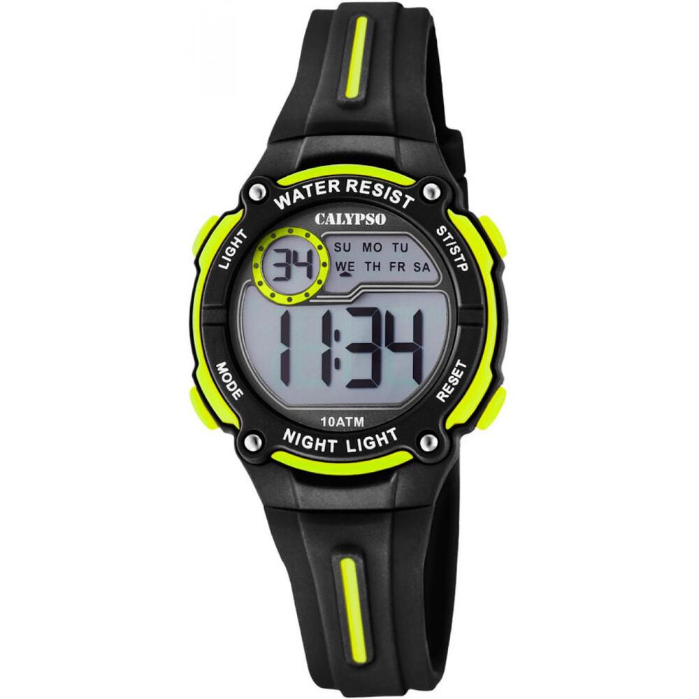 Montre silicone noir/jaune fluo