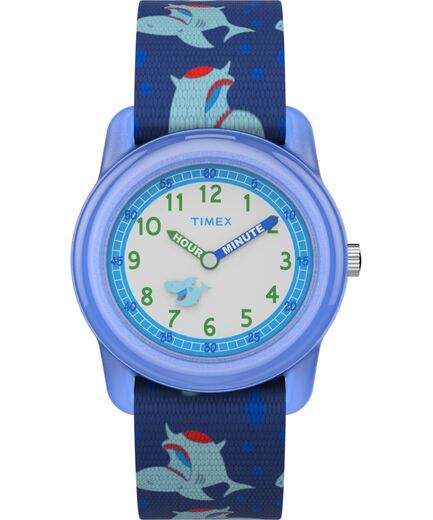 Montre requins nylon bleu, plastique bleu