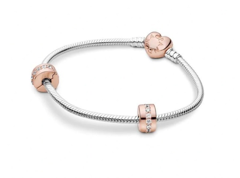 Bracelet emblématique fermoir coeur, argent, pandora rose - B801514-18 - Pandora