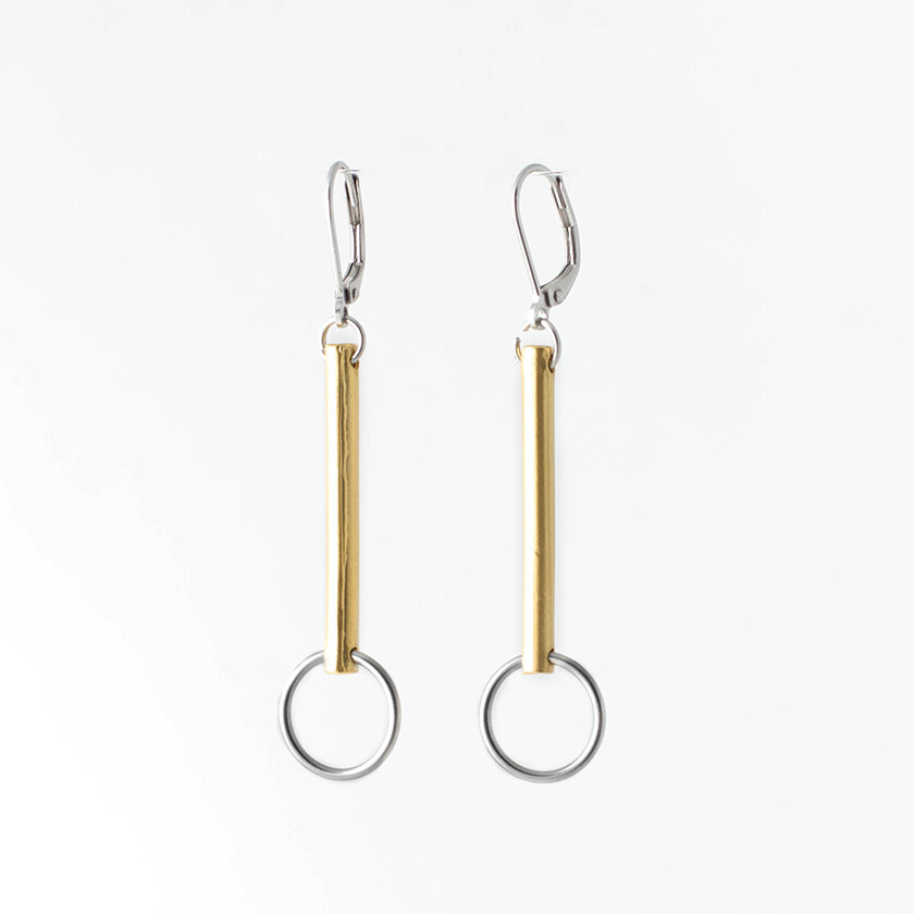 Dangling tin and gold earrings - CHARLIE-OR - Anne-marie Chagnon