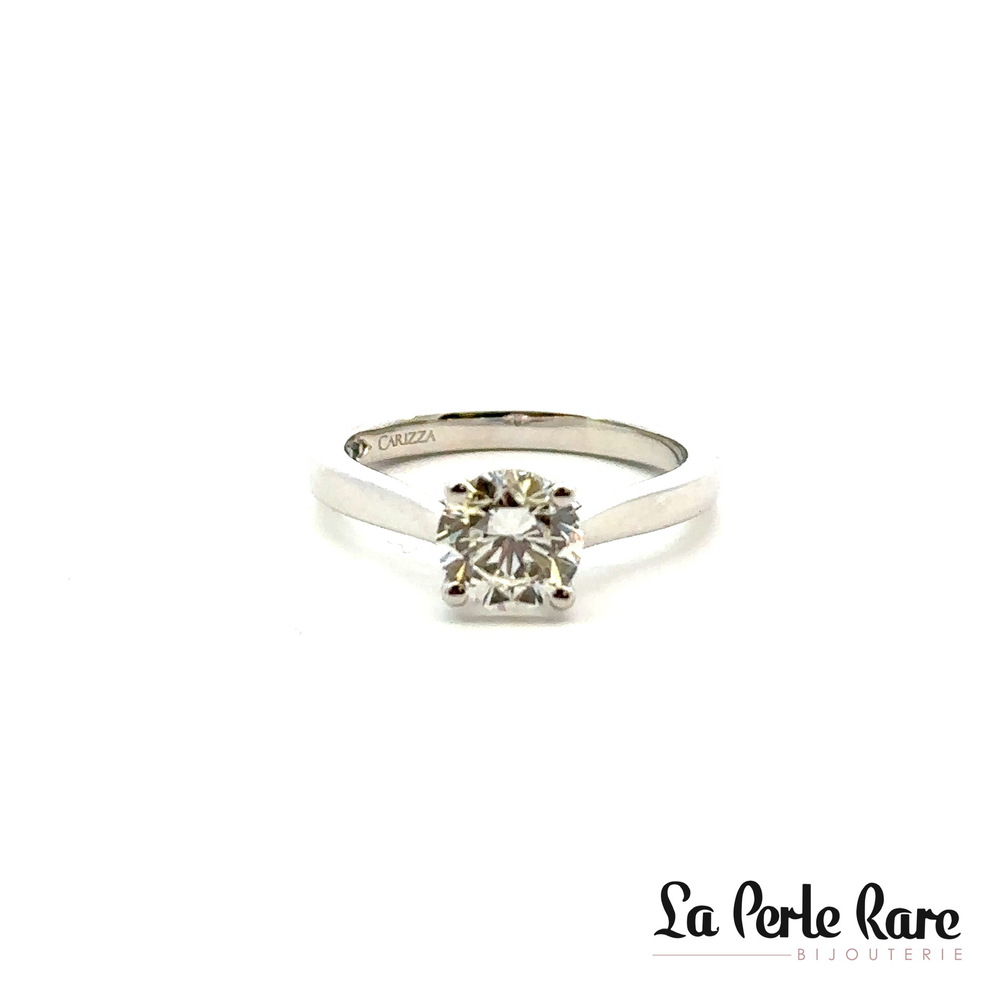 Bague solitaire, or blanc, dia 130 pts SI1-J, certificat - CA0038-D - Exclusivités