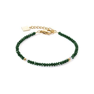 Bracelet acier doré, cristaux verts/blancs