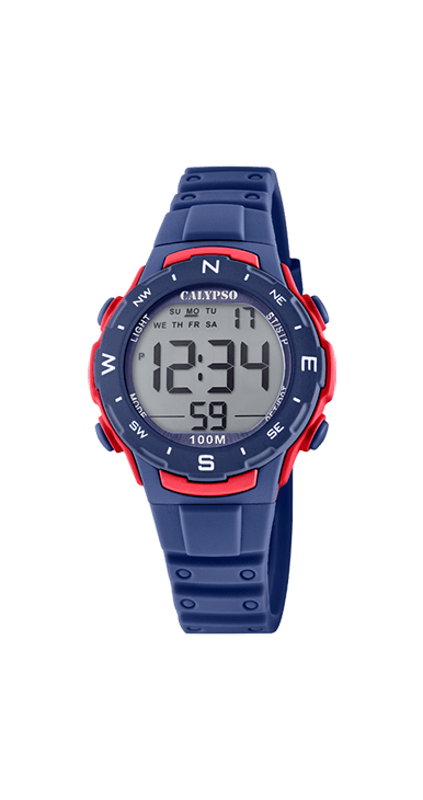 Montre silicone bleu/rouge