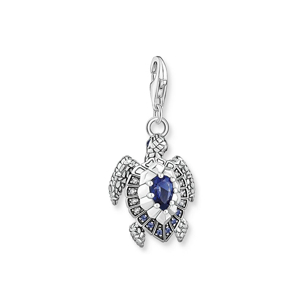 Pendentif charm tortue, argent, zircons bleus - 1897-667-1 - Thomas Sabo