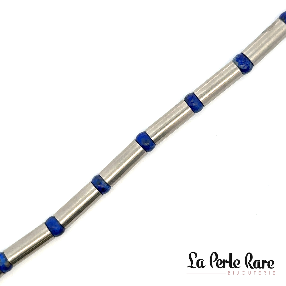 Bracelet acier, billes bleues - 175-41022 - Steelx