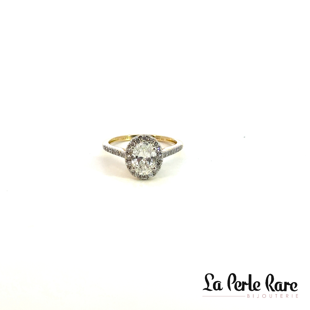 Bague or jaune 14 carats, 125 points de diamants total (central:100 points), certificat, VS/D-E - GR19672-125 - Sk Diamonds