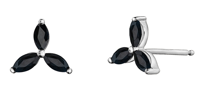 White gold, black sapphire fixed ear. - 20099 - Corona