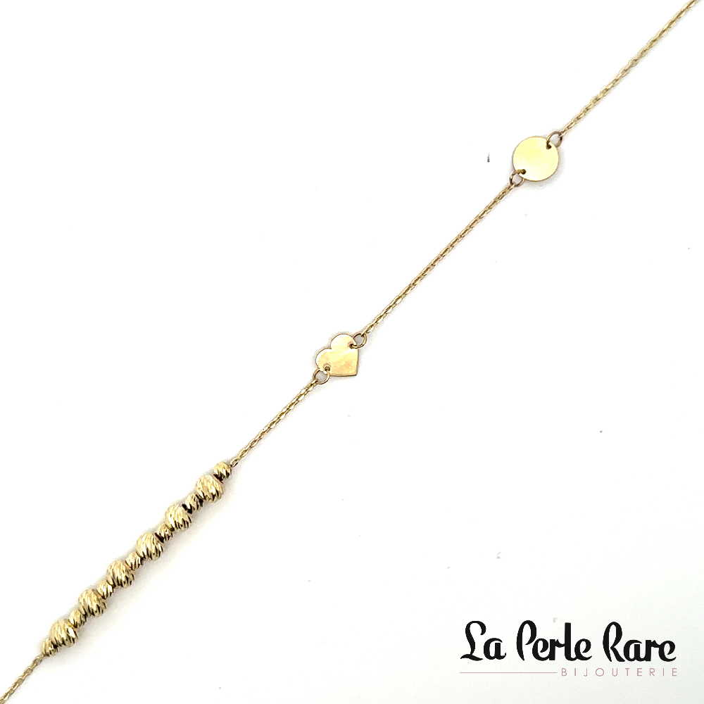 Bracelet coeur, or jaune 10 carats, zircon - LPR-2506-8 - Exclusivité