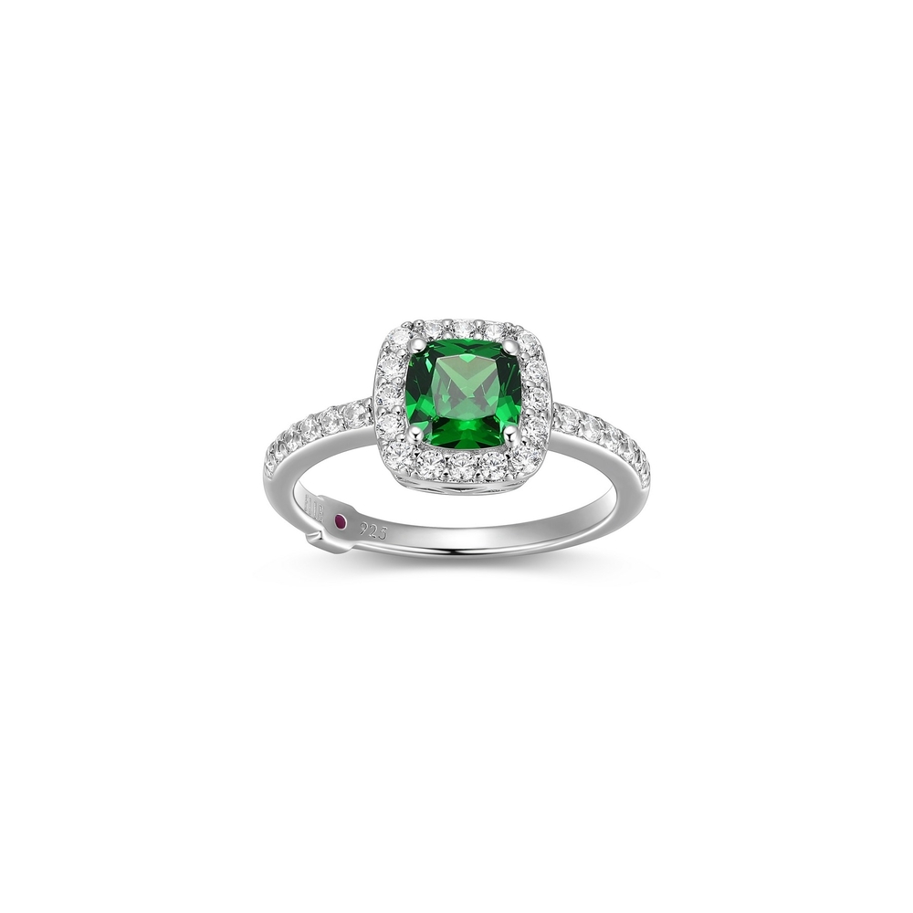 Bague argent rhodié, zircons blancs/vert - R4LAHP09AG - Elle