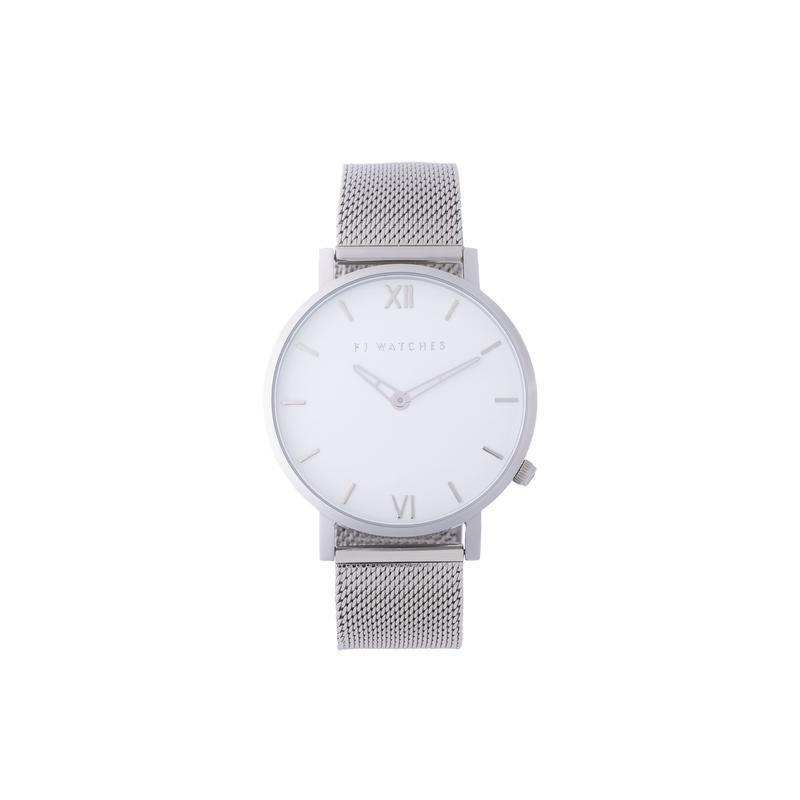 Silver Sun Watch, Stainless Steel, White Dial