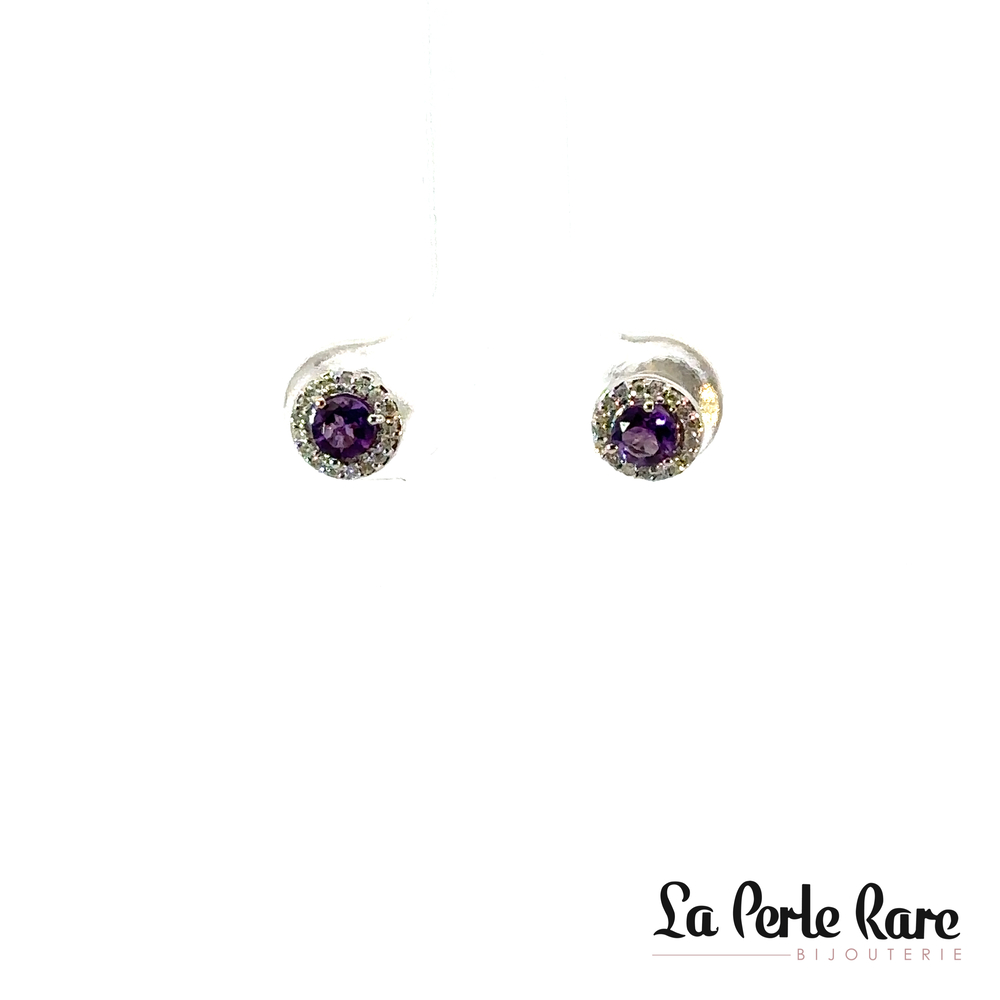 Boucle d'oreille stud amethyste et 10 pts diamants - M13E2253AMV914 - Exclusivités