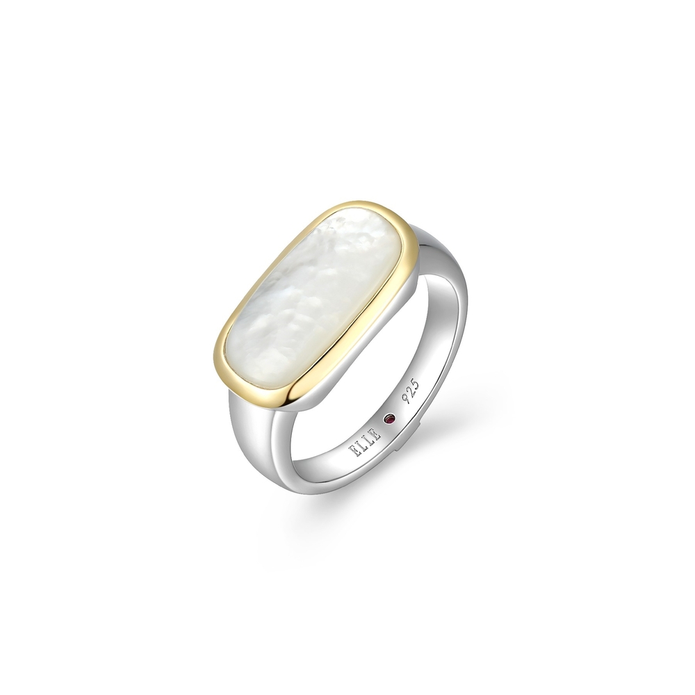 Bague argent 2 tons (blanc/jaune), nacre de perle - R4LAHWA9AG - Elle