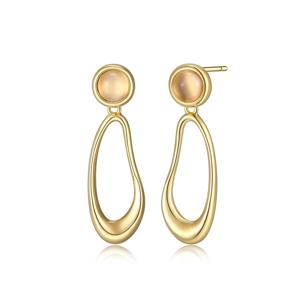 Gold-plated silver dangling earrings with moonstones - 32LCR2A558 - Elle