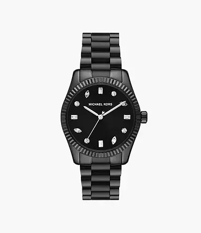 Montre pour femme à 3 aiguilles en acier inoxydable noir et cz - MK7442 - Michael Kors