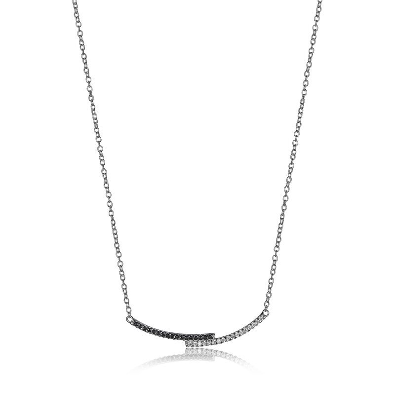 Collier argent rhodié, zircons blancs/noirs - R0LB8A9714 - Elle