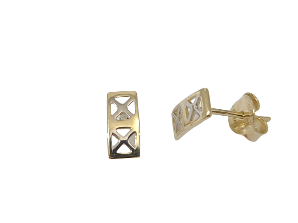 Fixed earring 2 tones gold (yellow/white)