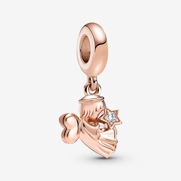 Bille ange ailé en coeur, pandora rose, zircons incolores - 789650C01 - Pandora