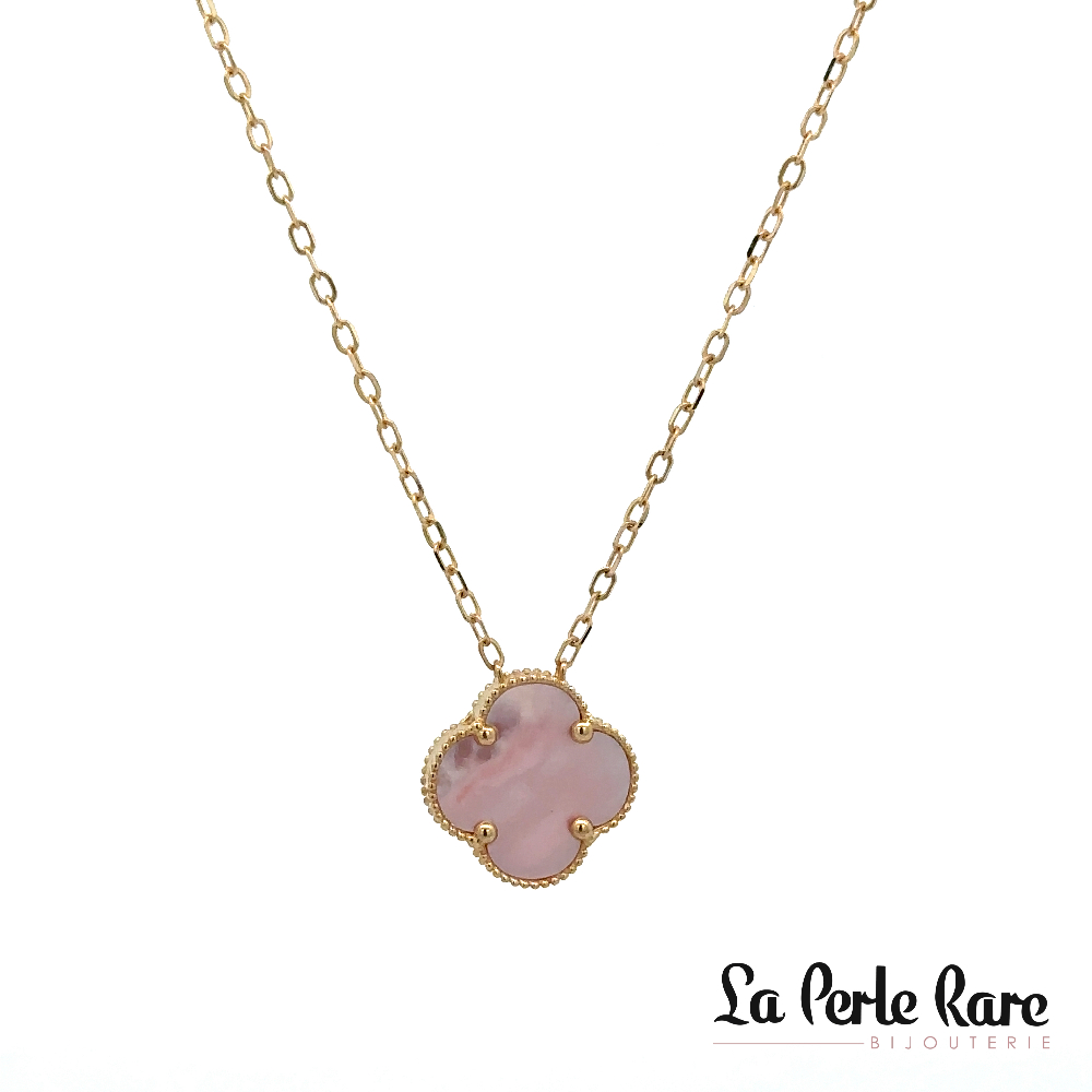 Collier or jaune 10 carats, nacre de perle rosé - LPR-2409-18 - Exclusivités