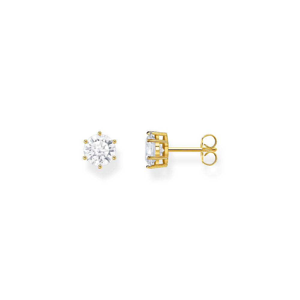 Boucles d'oreilles fixes argent doré, zircons incolores - H2300-414-14 - Thomas Sabo