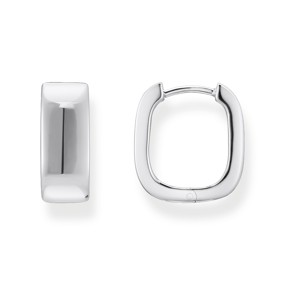 Square Huggie Hoops in Silver