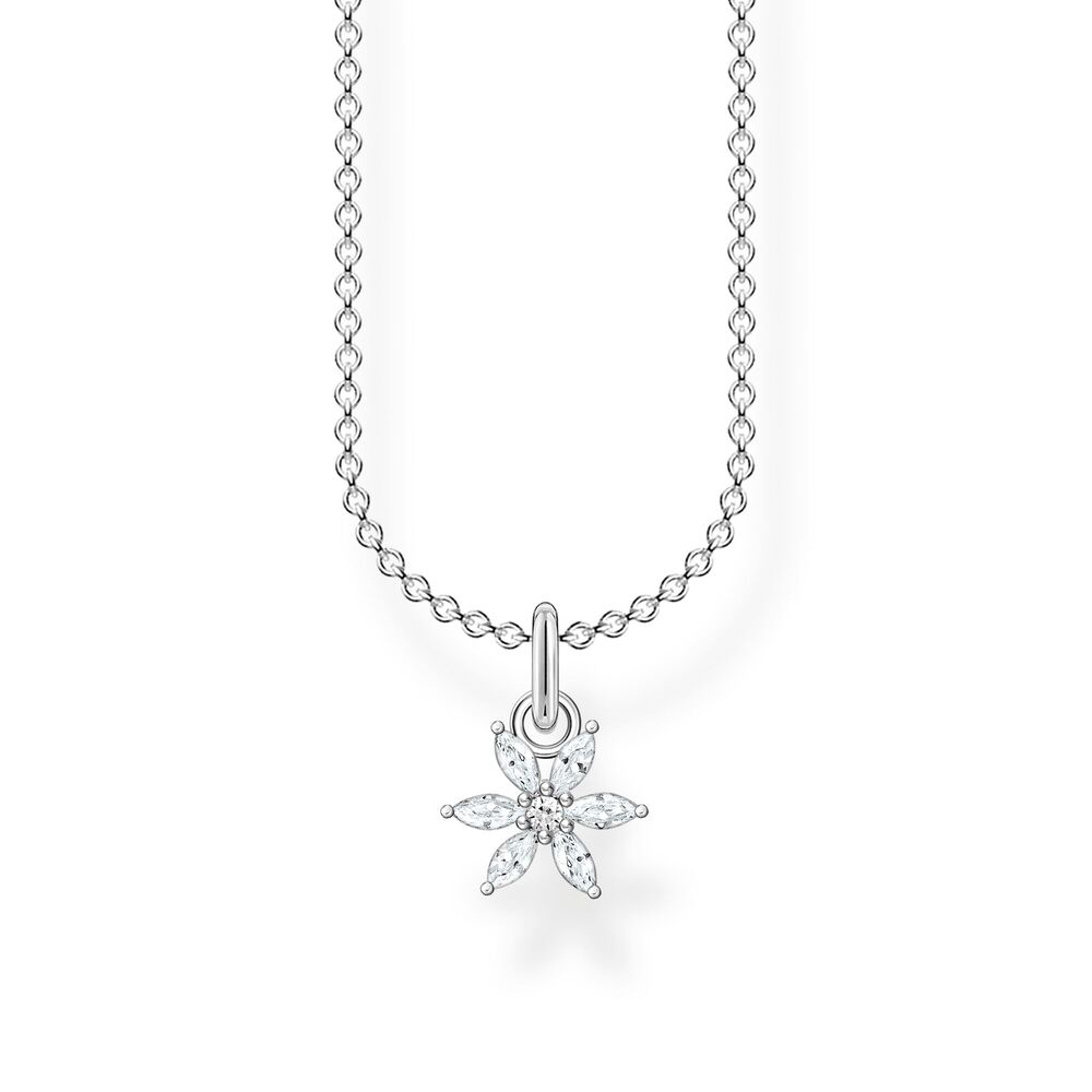 Silver white stone flower chain - KE2103-051-14-L45V - Thomas Sabo