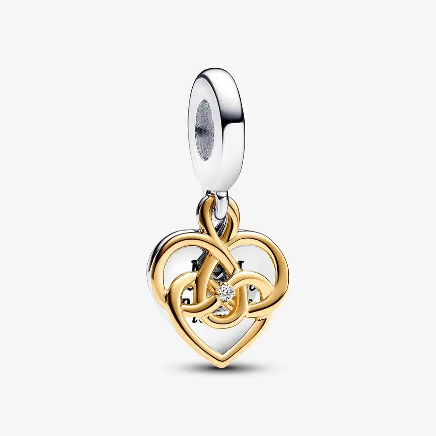 Bille coeur, Mom, métal doré, argent, diamant laboratoire - 763237C01 - Pandora