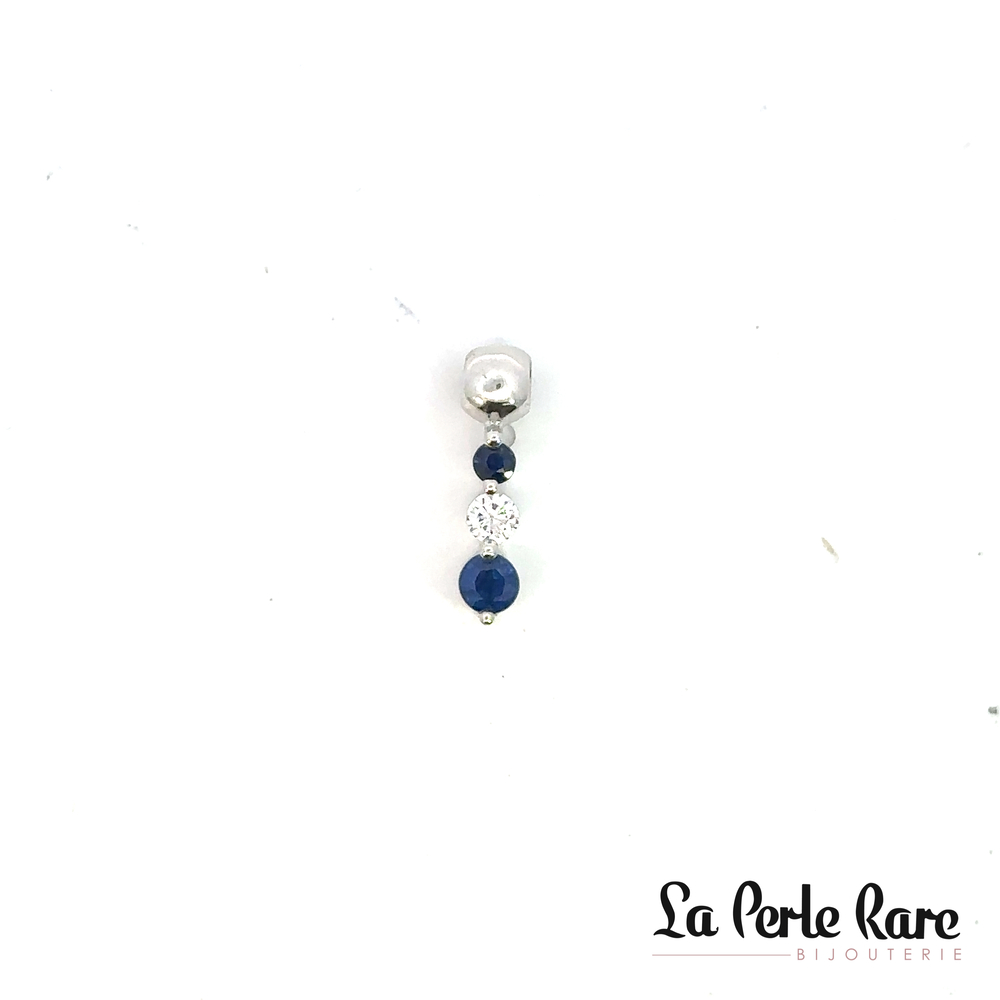 Pendentif or blanc saphir et 8.5 pts dia