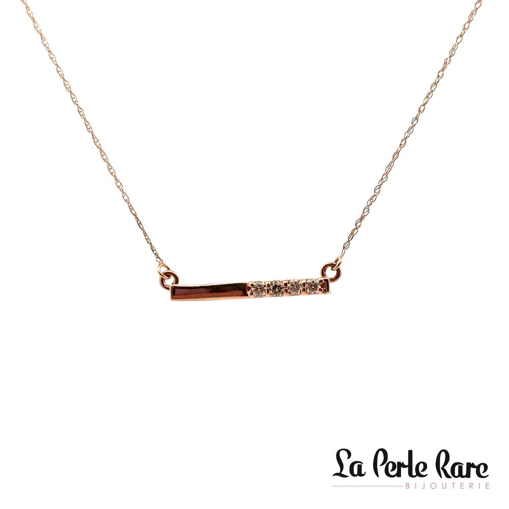 Collier barre or rose et 15 points diamants - M13P2303V0816 - Exclusivités