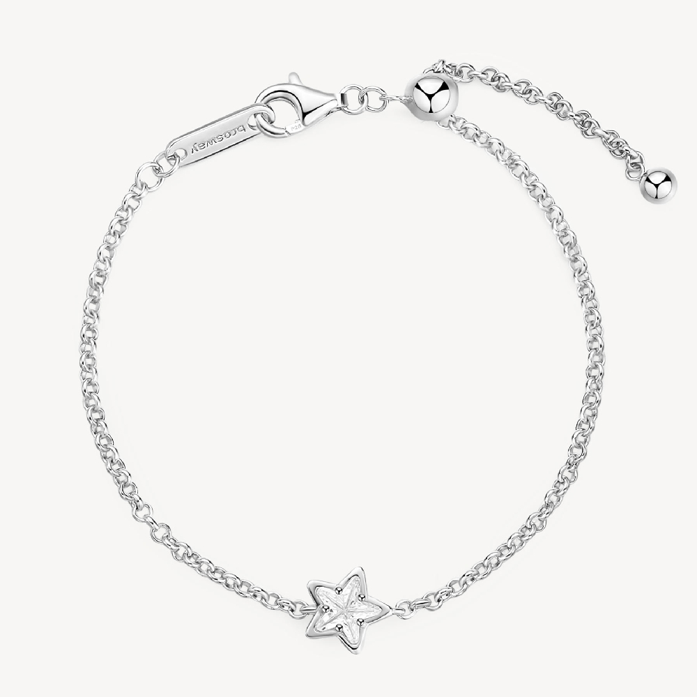 Rhodium-plated sterling silver star bracelet with colorless cubic zirconia - FIW111 - Brosway Italia