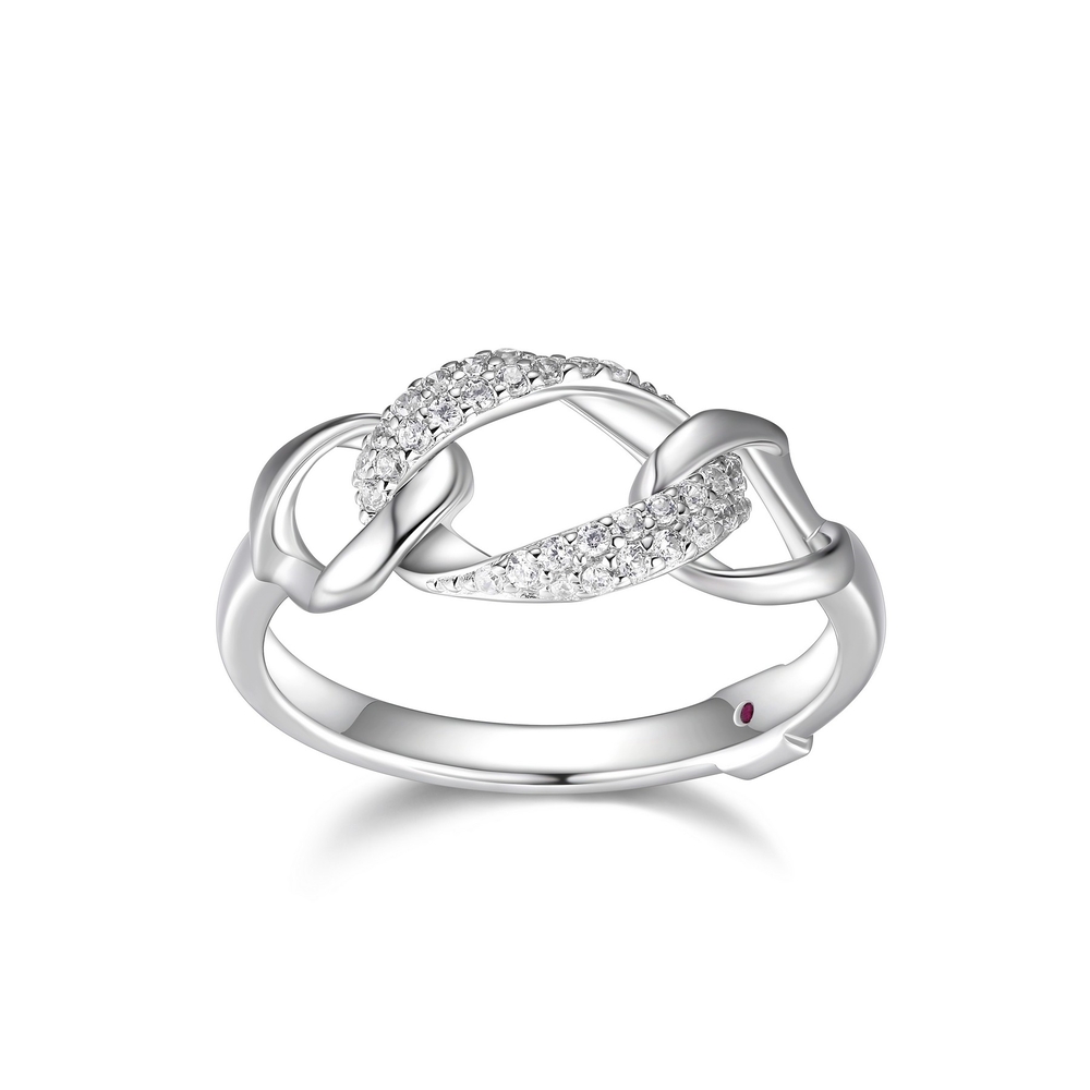 Bague argent rhodié, zircons