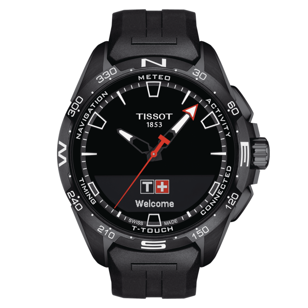 Montre intelligente t-touch connect solaire silicone noir, acier noir - T121.420.47.051.03 - Tissot