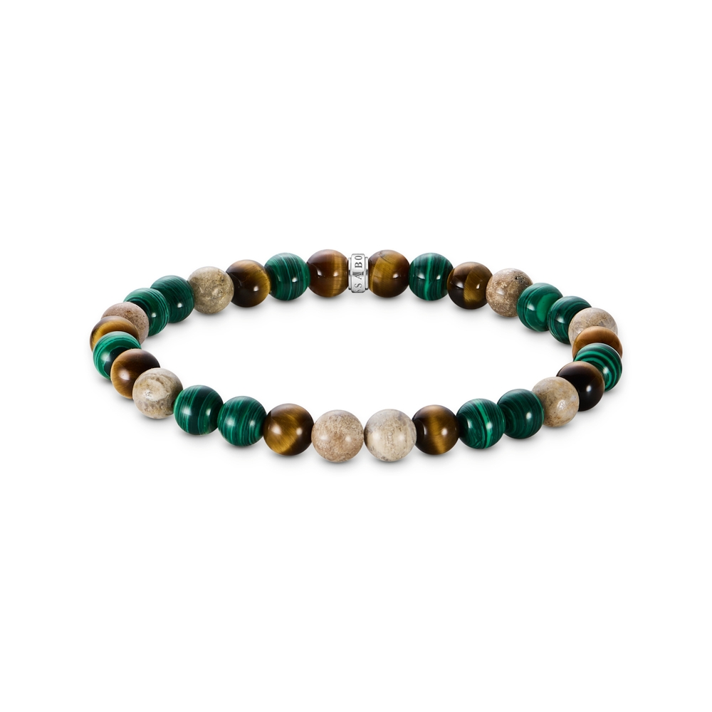 Bracelet jaspe, oeil-de-tigre, imitation malachite - A2193-468-7-L19 - Thomas Sabo