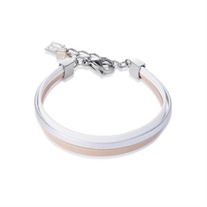 Bracelet cuir beige, argenté et blanc - 0121-30-1014 - Coeur De Lion