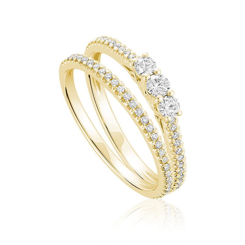 Yellow gold wedding ring with 26 dia pts - 02-0410TRD25SY - Rnb