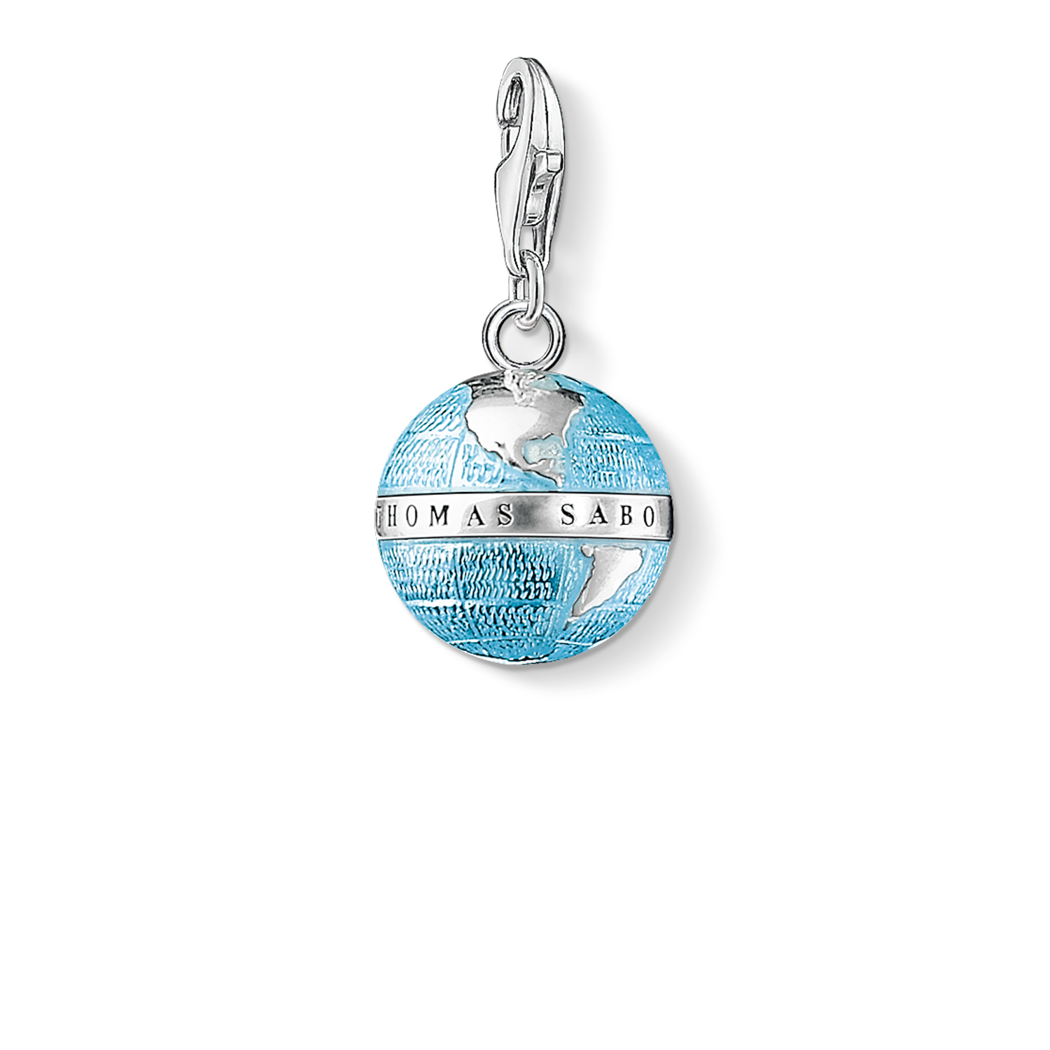 Charm globe terrestre, argent, émail bleu