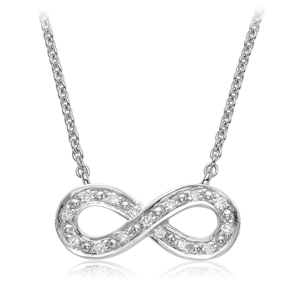 Collier infini or blanc, 6 pts dia tot