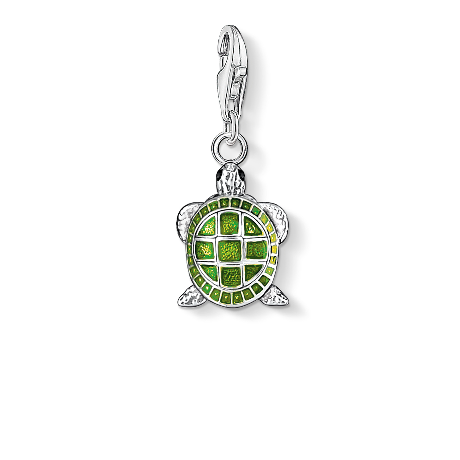 Charm tortue, argent .925, émail vert