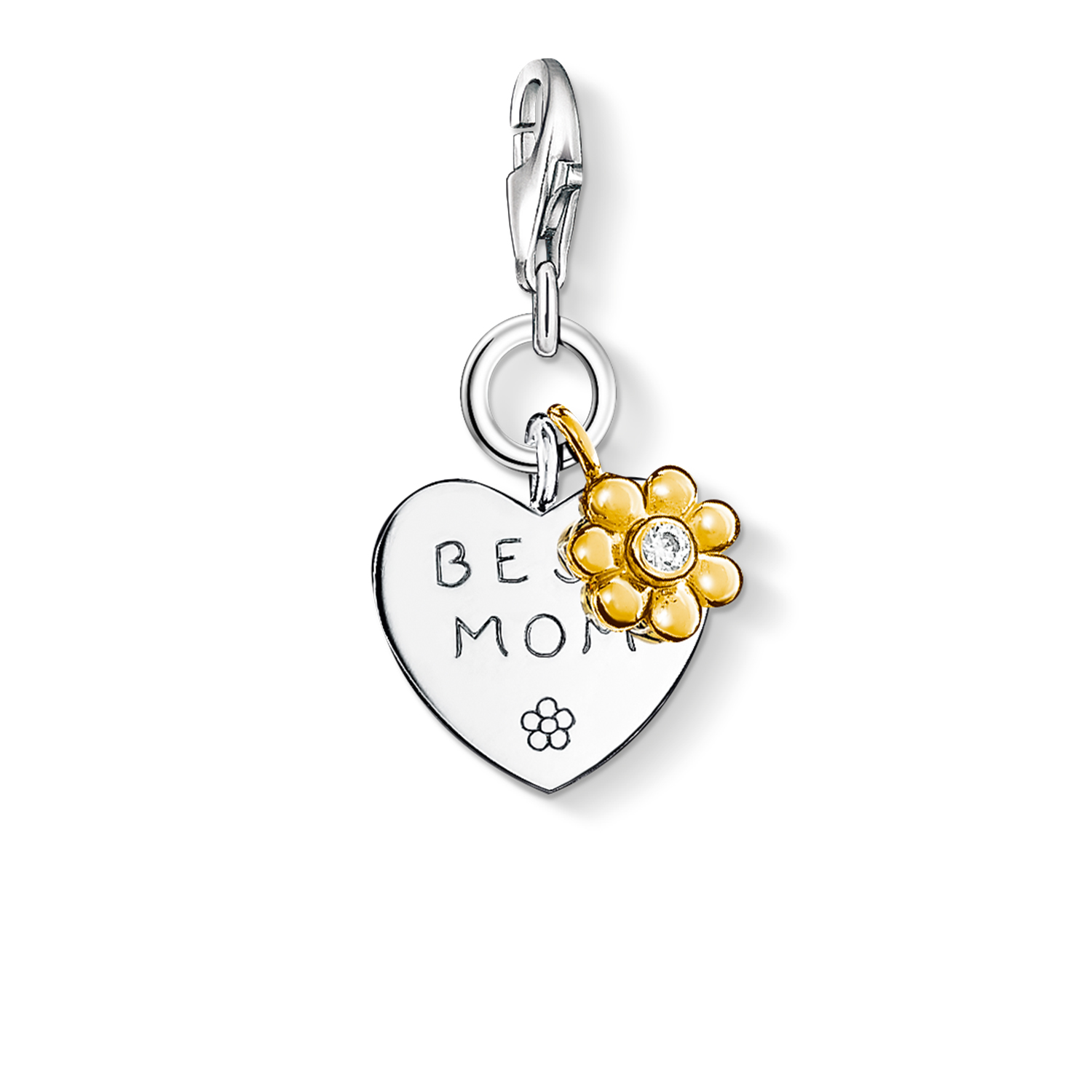 Charm coeur meilleure maman, argent 2 tons (b/j), zircon - 0952-414-14 - Thomas Sabo