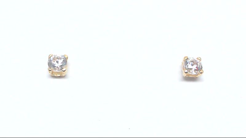 Fixed earrings with 2 mm zirconia in yellow gold