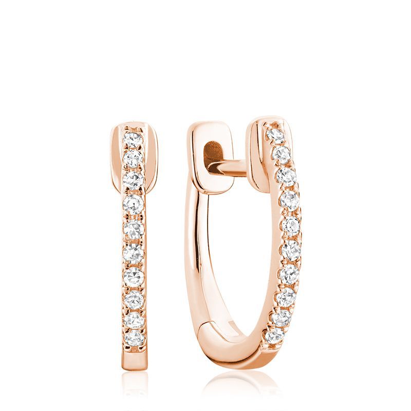 Rose gold hoop earrings with a tot of 8 dia pts - 13-0410080R - Rnb