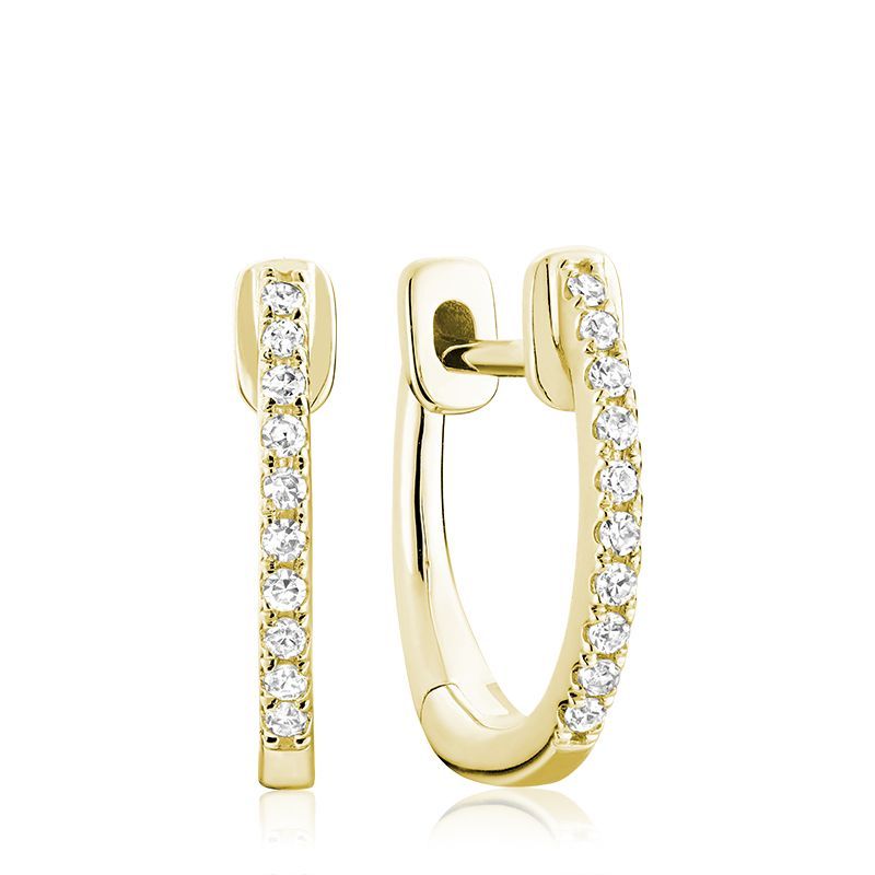  yellow gold hoop earrings with 8 diamond points - 13-0410080Y - Rnb