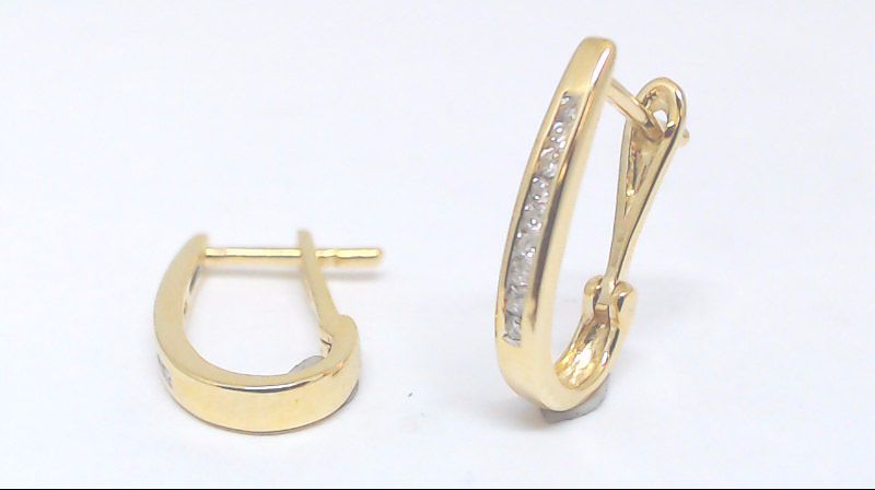 Yellow gold hoop earrings with 10 diamond points