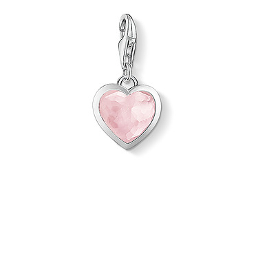 Rose quartz, silver heart charm