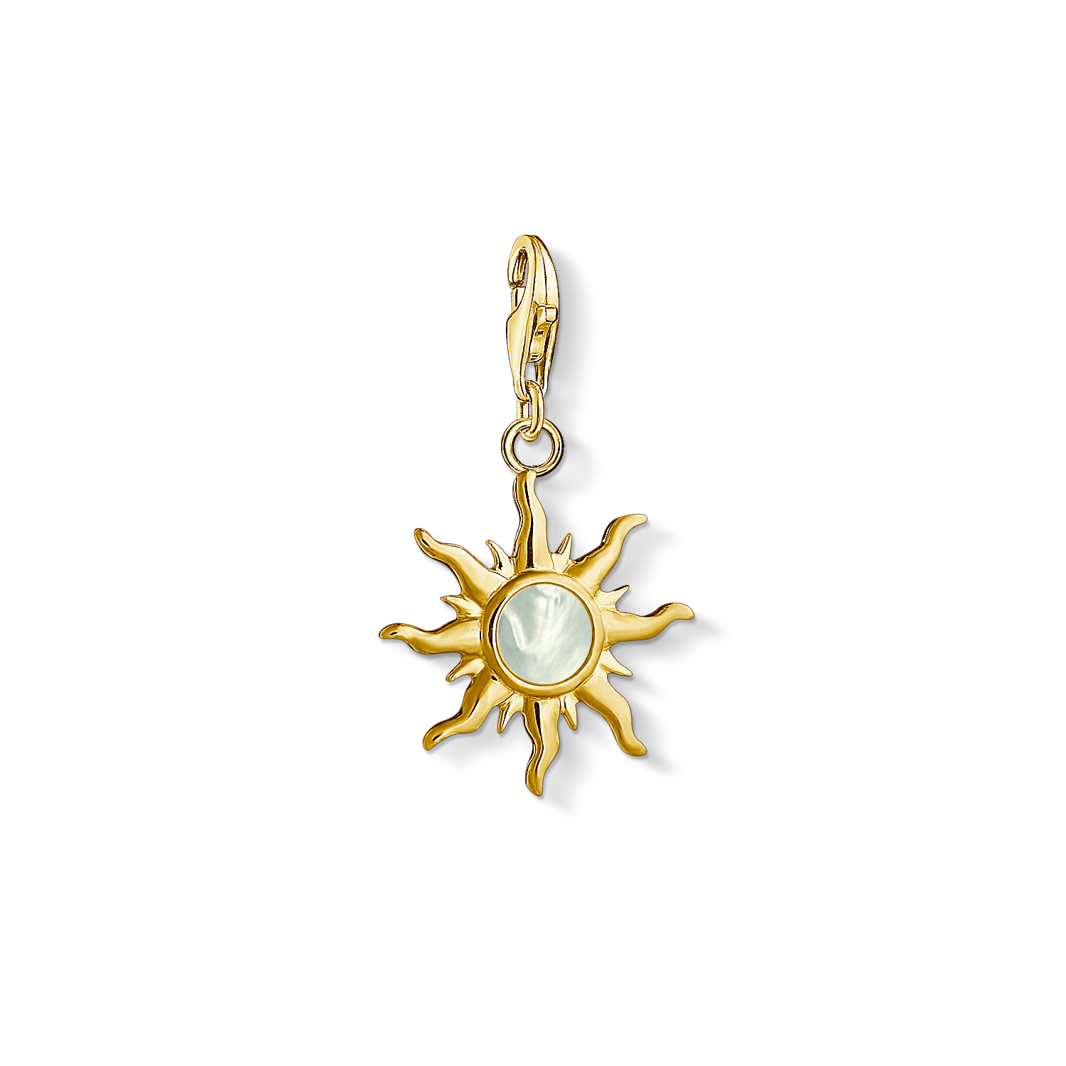 Charm soleil plaqué or jaune 18 kt nacre