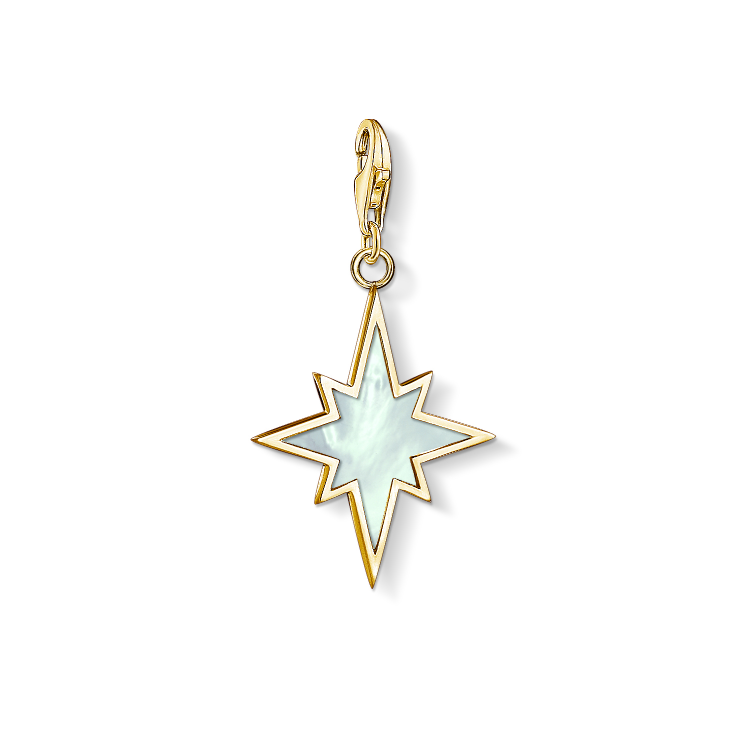 Charm étoile plaqué or jaune 18 kt nacre