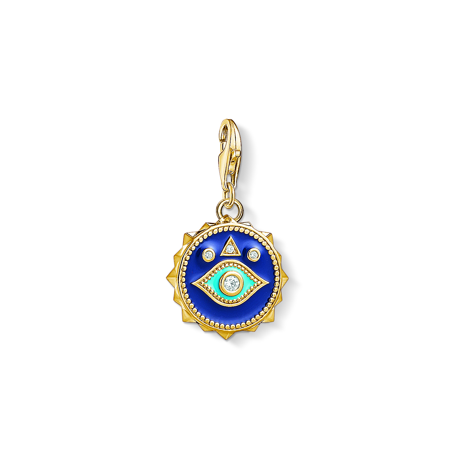 Green, blue enamel, cz, 18kt gold-plated eye - 1663-565-32 - Thomas Sabo