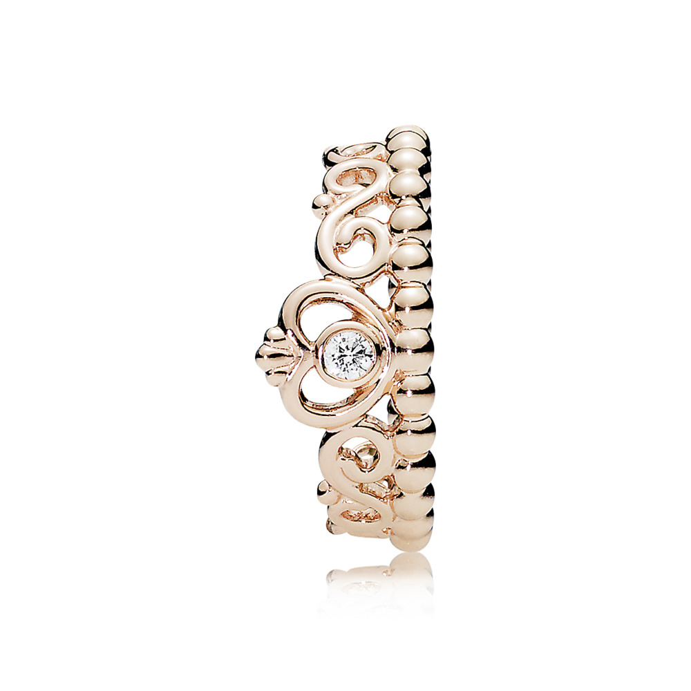 Bague couronne tiare de princesse, cz, rose - 180880CZ-50 - Pandora